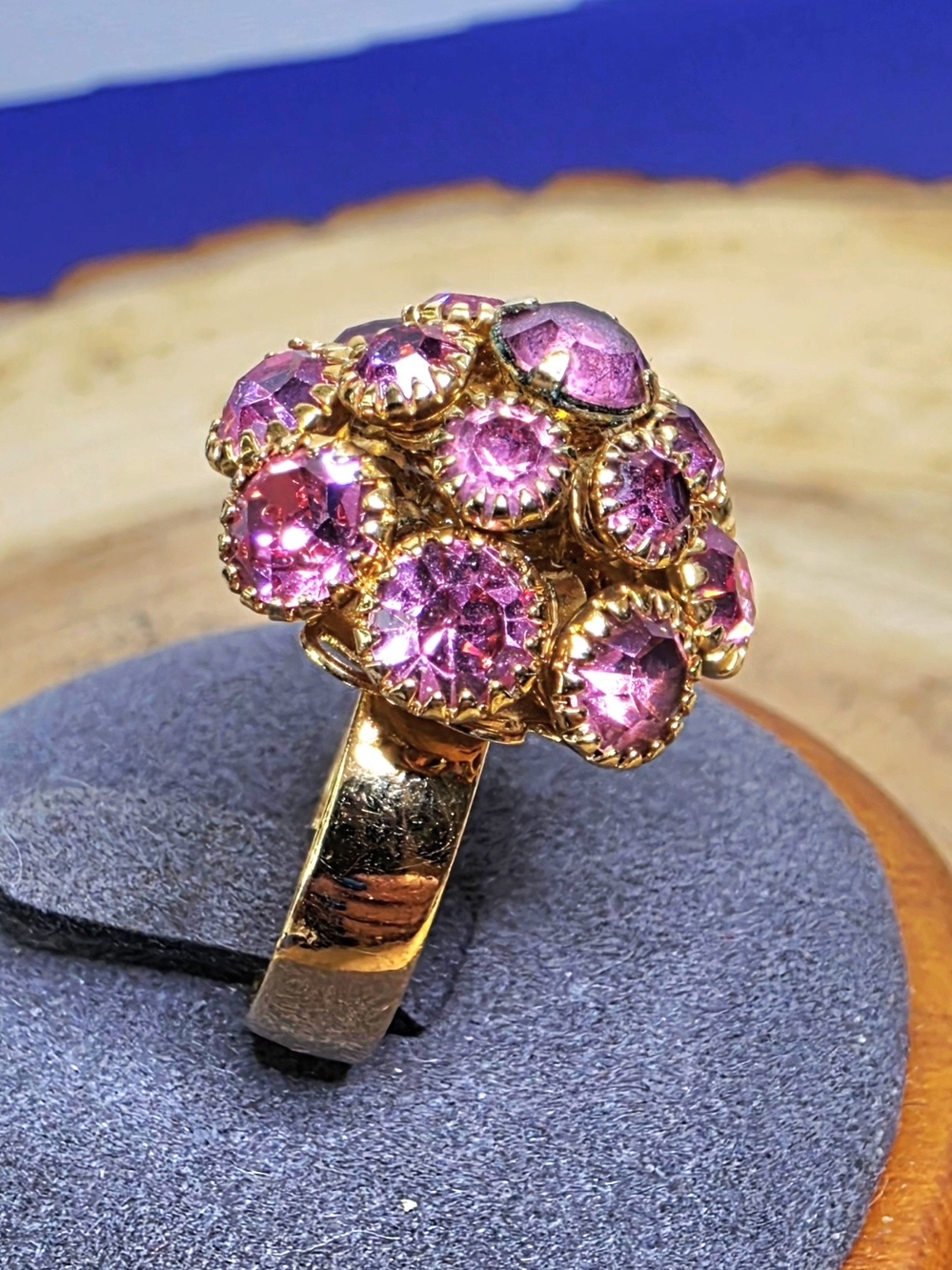 Sarah Coventry 60's Pink Champagne Dome Cluster Ring